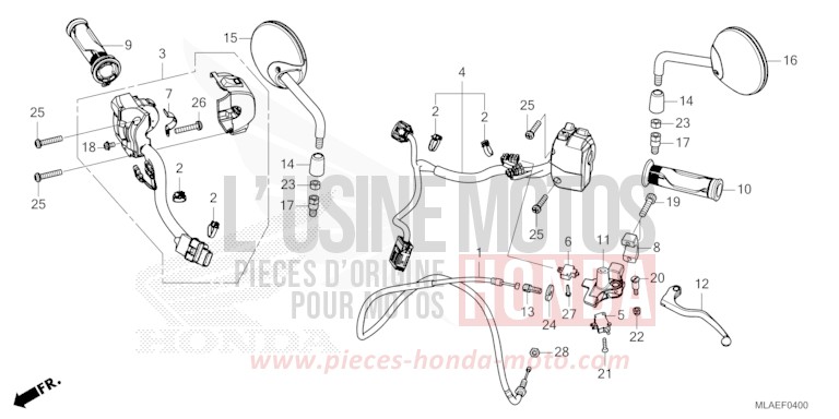 CONTACTEUR DE POIGNEE/LEVIER/CABLE/MIROIR (CMX1100A/A2) de CMX 1100 "Rebel" IRIDIUM GRAY METALLIC (NHC65) 2024